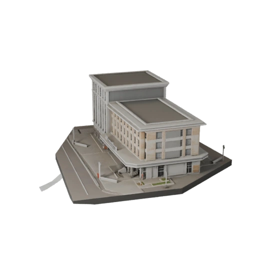 Low Poly Community Center 3D Model for Realtime Game Asset