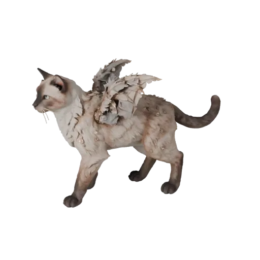 3D-модель бирманской кошки, рендер дикой природы сбоку, готовый для Blender ассет животного с сужением челюсти, лопатками, дв