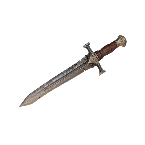 Готовая к просмотру 3D-модель Фэнтезийного меча GLB, крупный план, с чистой топологией и PBR-шейдингом на клинке.