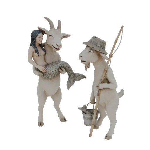 3D модель козла с русалкой и козла-рыбака