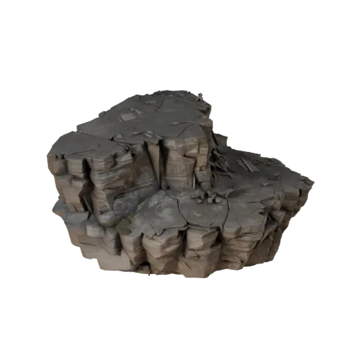 Реалистичная 3D модель тропы на уступе скалы, рендер окружения в три четверти, показывающий слоистый камень, скальные стены.