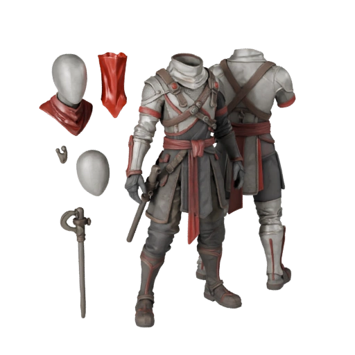 Modelo Realista de Personagem Ninja Cobalto - Articulado