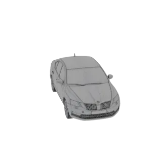 3D модель Skoda Octavia в стиле сетки на белом фоне.