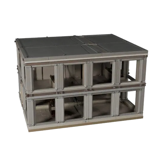 Модульный комплект витрины, печатная STL 3D модель, изометрический вид, показывающий материалы модульного строительного компл