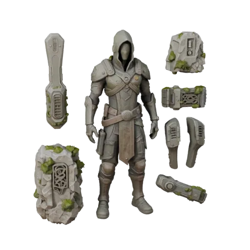 3D персонаж Sci Fi Assault Assassin, вид из вьюпорта движка, готовый для Unreal Engine ассет в статичной позе с PBR