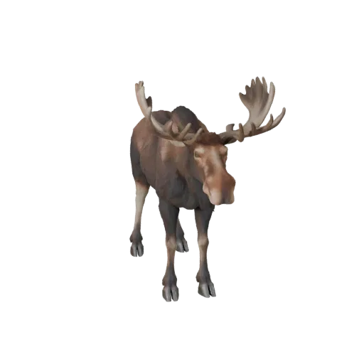 3D модель лося, вид сбоку, рендер дикой природы, готовое животное для Blender с силуэтом рогов или ветвей, анатомией копыт, м