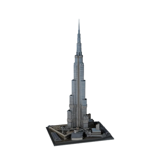 Низкополигональная 3D модель Бурдж-Халифа для игр в реальном времени и VR