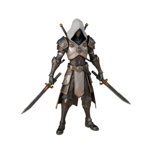 Модель персонажа киберпанк-изгоя со скелетом