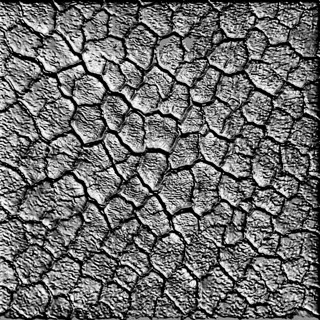 3D модель рельефного узора из шестиугольников, имитирующая текстуру кожи, с глубокими тенями и органическими формами.