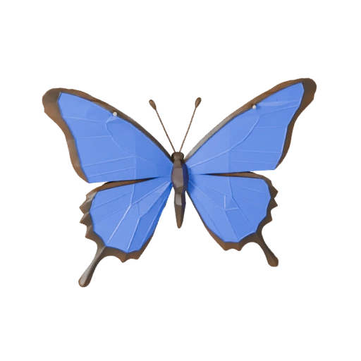 Низкополигональная 3D модель бабочки голубой морфо - игровой ассет для Unity с FBX