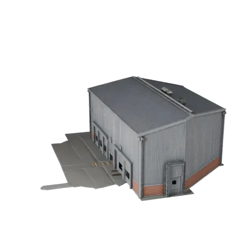 Низкополигональная 3D модель нефтеперерабатывающего завода, готовая для игр, внешний вид, показывающий промышленные строитель