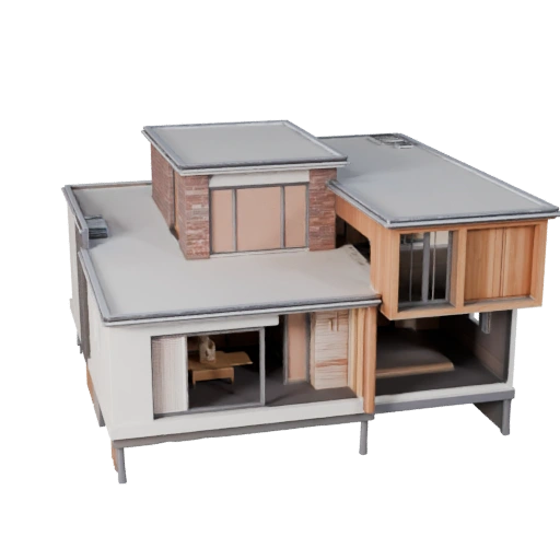 Стилизованный современный дом 3D модель - Игровой ресурс для архитектуры