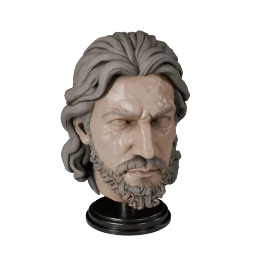 Коллекционная 3D-модель Исторический бюст портрет, показывающая плоскости лица, студийный вид крупным планом