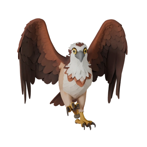 Мультяшный Орел-скопец 3D Модель - Стилизованный Ассет для Анимации | PBR