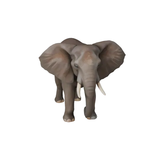 Низкополигональная 3D-модель африканской слонихи, вид сбоку игровой камеры, низкополигональный ассет животного с балансом поз