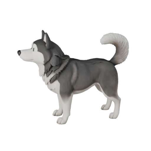 Мультяшный сибирский хаски собака 3D модель - Стилизованный ассет для анимации