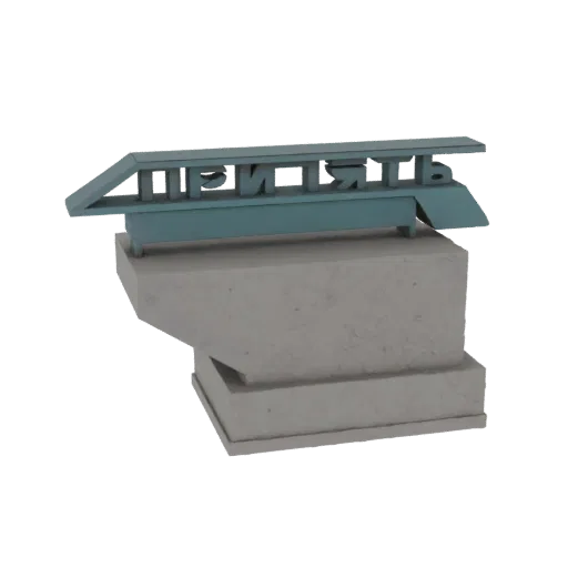 3D модель таблички метро Припяти из Чернобыля, с синей кириллической надписью на бетонном основании.