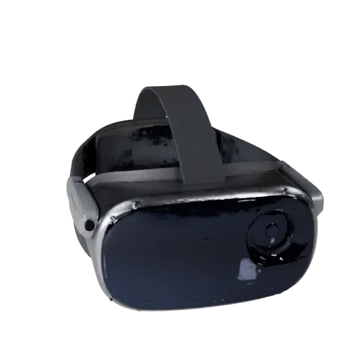 3D-модель VR-гарнитуры для визуализации продукта, студийный рендер с трехчетвертным видом, демонстрирующий силикон и удобство
