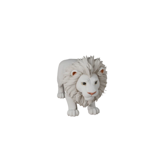 Мультяшный белый лев 3D модель - Стилизованный ассет для анимации