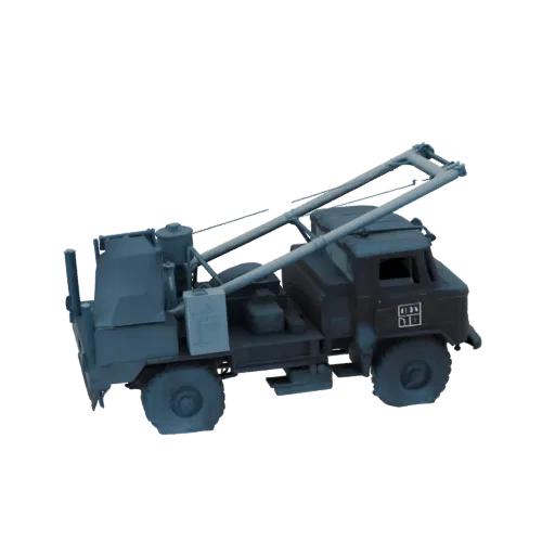 3D модель серой ассенизационной машины ГАЗ-66 "ОШК-Ф-40.1", вид спереди три четверти на белом фоне.