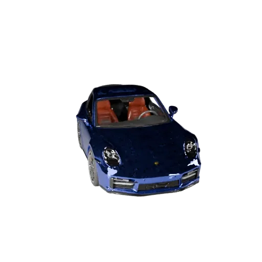 Низкополигональная 3D-модель спортивного автомобиля, вид из игрового окна в три четверти, низкополигональный транспортный акт