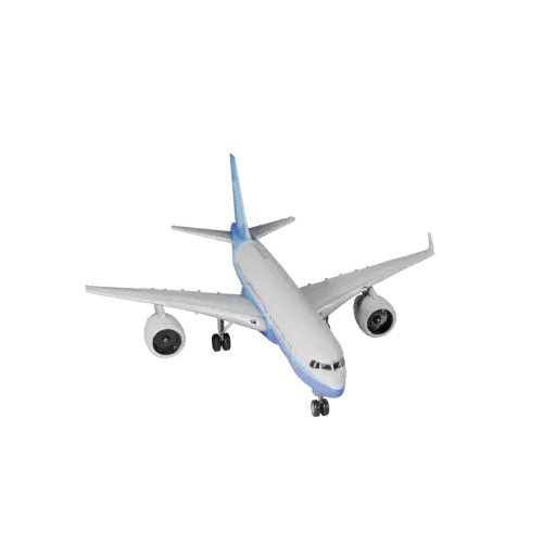 3D-модель авиалайнера, вид в студии в три четверти, готовый для Blender актив транспортного средства с балансом крыла, читаем