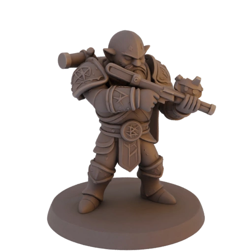 Фэнтези гном воин миниатюра STL - прицеливание
