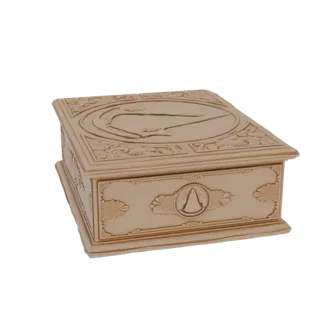 3D-модель "Коробки Codex Edition" Assassin's Creed Brotherhood с тиснеными деталями и логотипом Assassin's Creed.