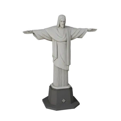 3D модель Христа-Искупителя, готовая к использованию в Blender, вид рендера студии Blender, показывающий материалы структуры