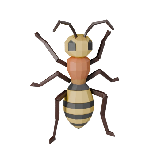 Низкополигональная 3D модель осы - Игровой ассет для Unity с FBX | Бесплатно