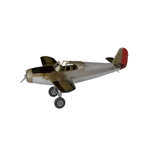3D-модель винтажного гидросамолета, вид из игрового окна в три четверти, готовый игровой ресурс с балансом крыльев, читаемост