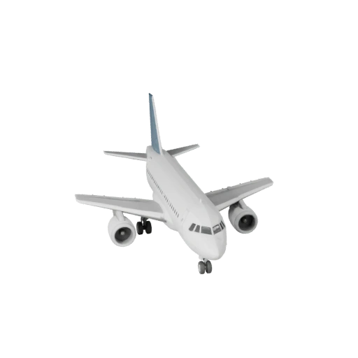 Низкополигональный пассажирский самолет в стиле Airbus, 3D модель для Unity