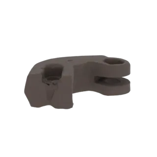 3D модель серого промышленного металлического кронштейна с видимыми монтажными отверстиями и прочной, функциональной конструк