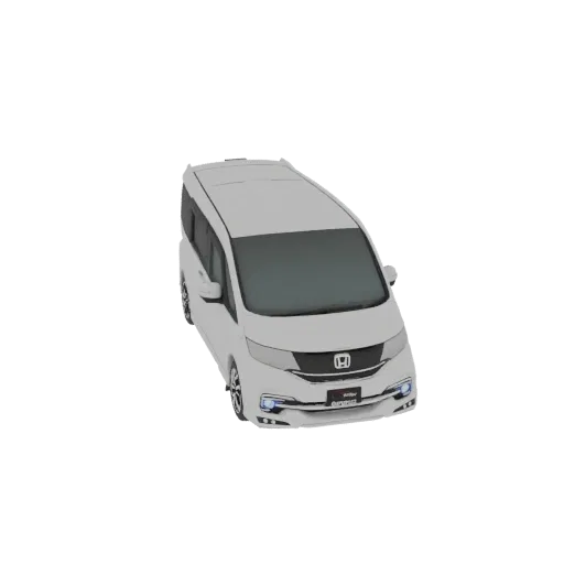 Рендер 3D модели белого минивэна Honda Stepwgn с видом сверху.