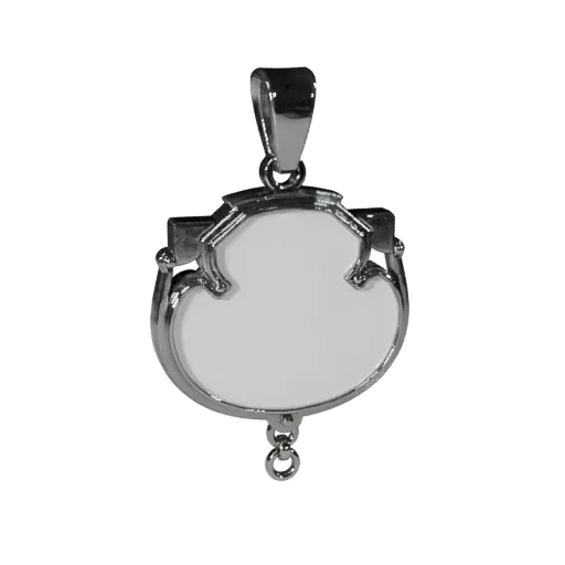 Готовая к игре 3D-модель Minimal Charm, вид сбоку в студийном рендере, с откалиброванным силуэтом кулона и читаемыми материал