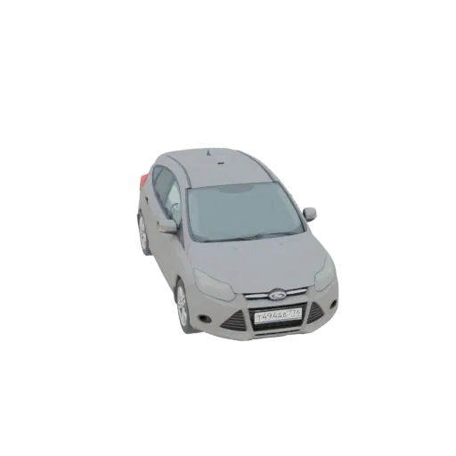 3D модель Ford Focus Hatchback, вид спереди справа под небольшим углом.