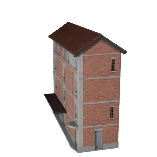 3D модель дуплекса, готовая к работе в Blender, вид студийного рендера Blender, показывающий материалы жилого здания и архите