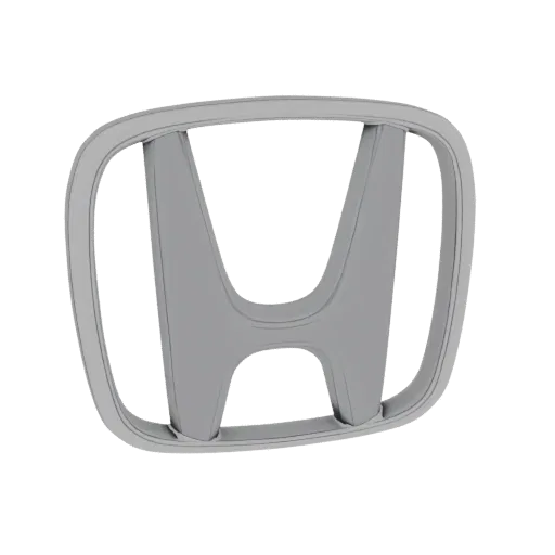 Рендер 3D модели культовой эмблемы автомобиля Honda, представленной в нейтральном сером цвете.