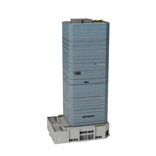 Low Poly Glass Skyscraper 3D Model for Realtime Game Asset
