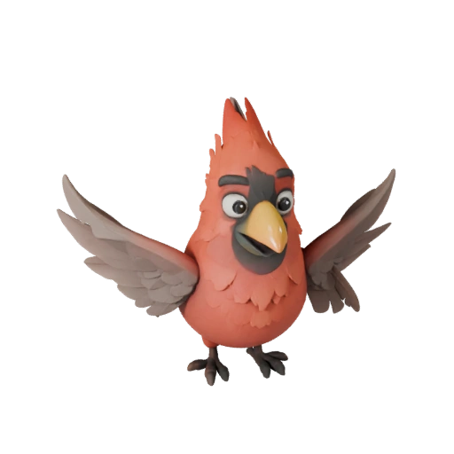 Мультяшный кардинал 3D модель - стилизованный ассет для анимации | PBR