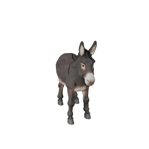 3D-модель осла STL, изометрический вид, готовая к печати фигурка животного с изгибом шеи, краями копыт, потоком гривы и сильн