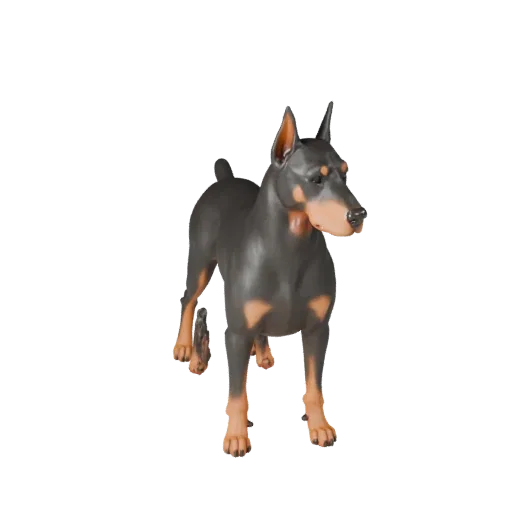 Высокополигональная 3D-модель Добермана Пинчера STL, изометрический вид, готовый к печати ассет животного с ритмом ног, объем