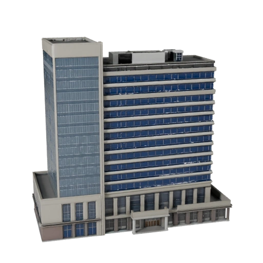 Bloco de Escritório Estilizado Modelo 3D - Asset de Jogo para Arquitetura