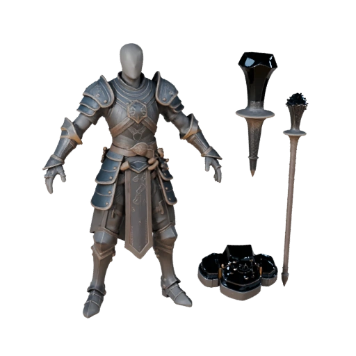 Фэнтези Бронированный Бард Персонаж Модель - С Ригом