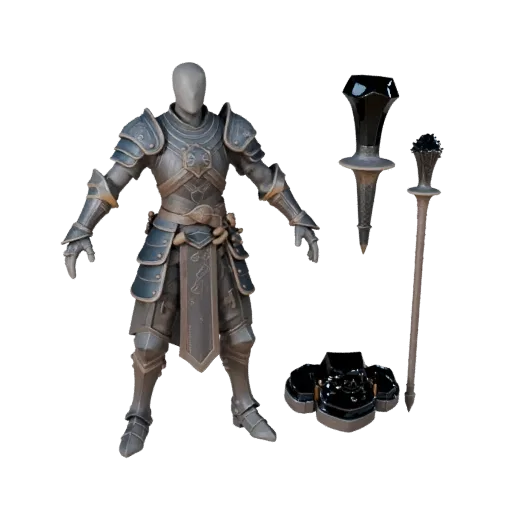 3D персонаж Fantasy Armored Bard, вид в окне движка, готовый ассет для Unreal Engine в статичной позе; модель бронированного