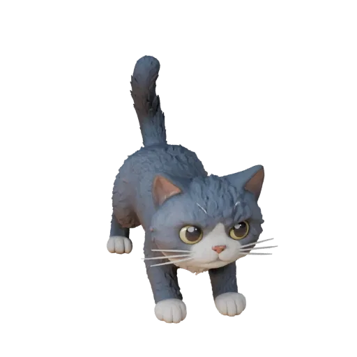 Высокополигональная 3D-модель рэгдолл-кошки STL, изометрический вид, готовая к печати фигурка животного с подушечками усов, п