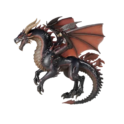 3D модель Storm Dragon, вид сбоку в игровом ракурсе, готовый для Unity ассет животного с магическими переходами поверхностей,