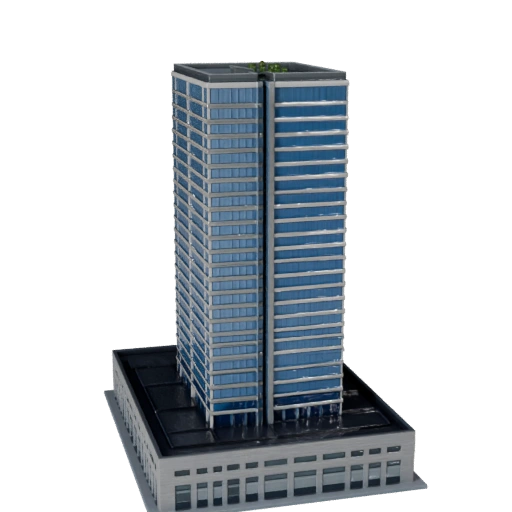 Commercial High Rise Building 3D Model - Realistic Archviz Asset
