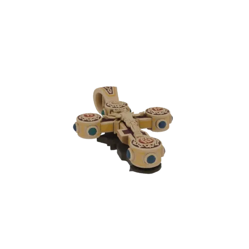 3D модель орнаментального христианского креста кулона с изображением Иисуса Христа, с замысловатой резьбой и декоративными ак