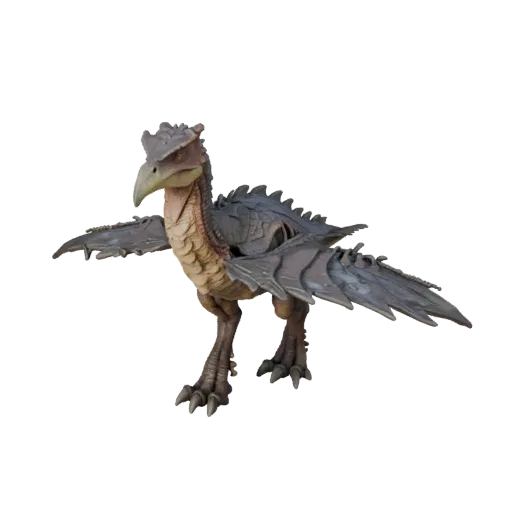 Высокополигональная 3D-модель птеродактиля STL, изометрический вид, готовая к печати фигурка животного с костными пластинами
